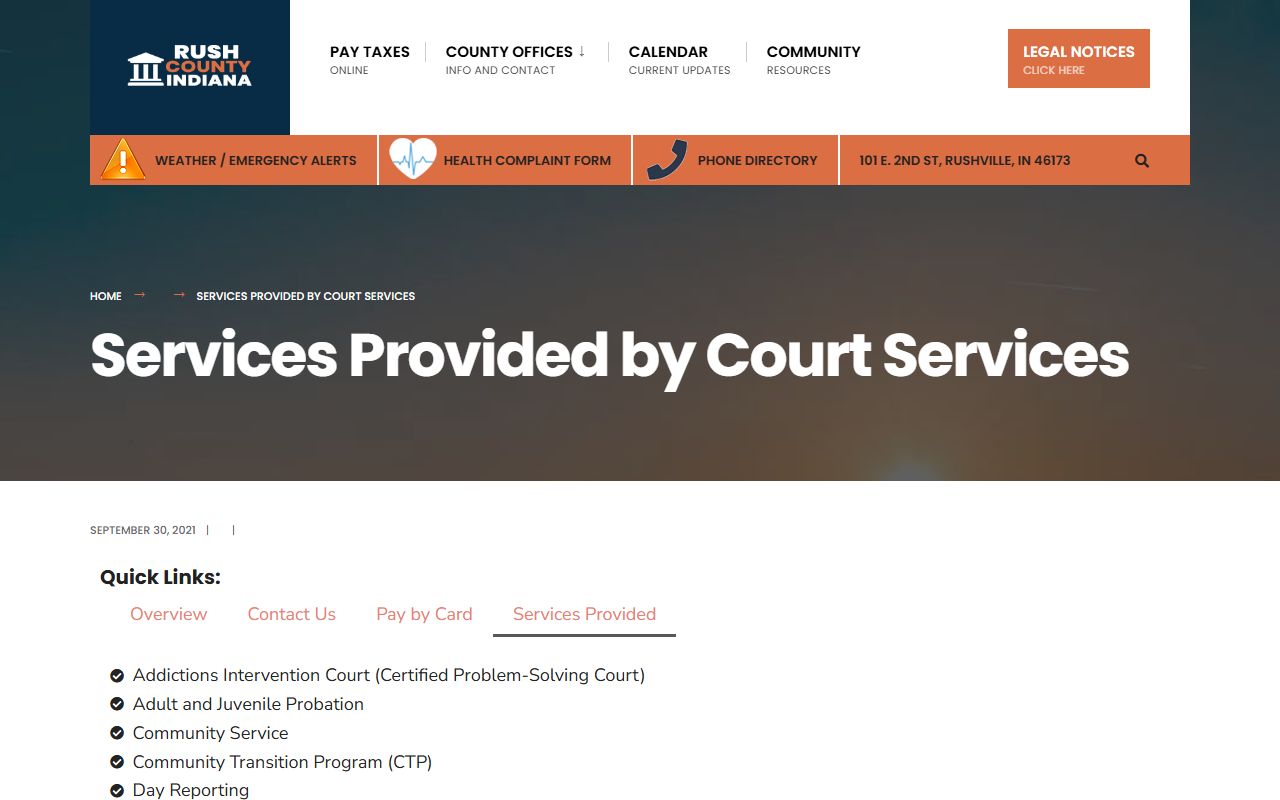 Rush County clerk court records Court Services programs