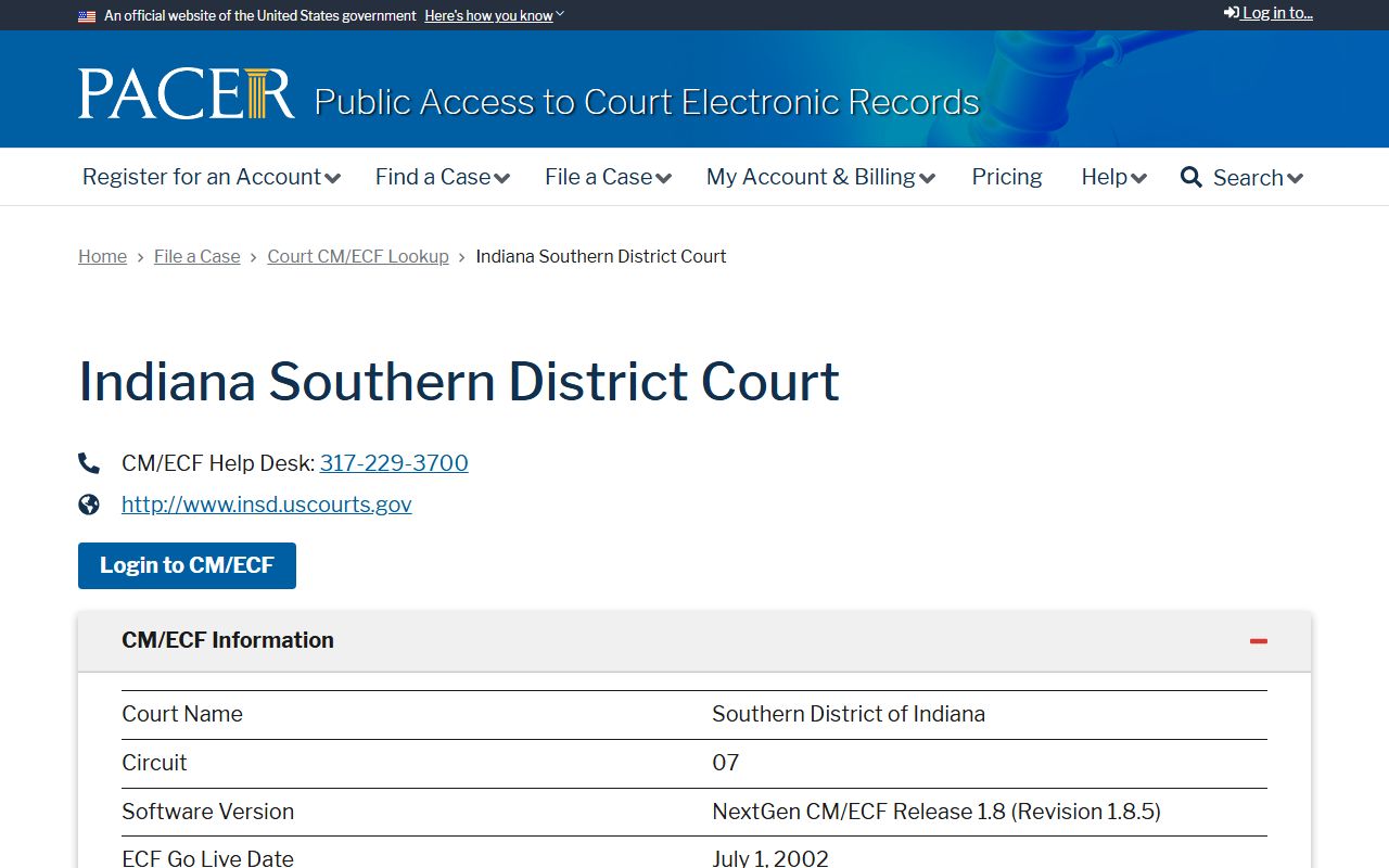 Rush County arrest records federal PACER charge source