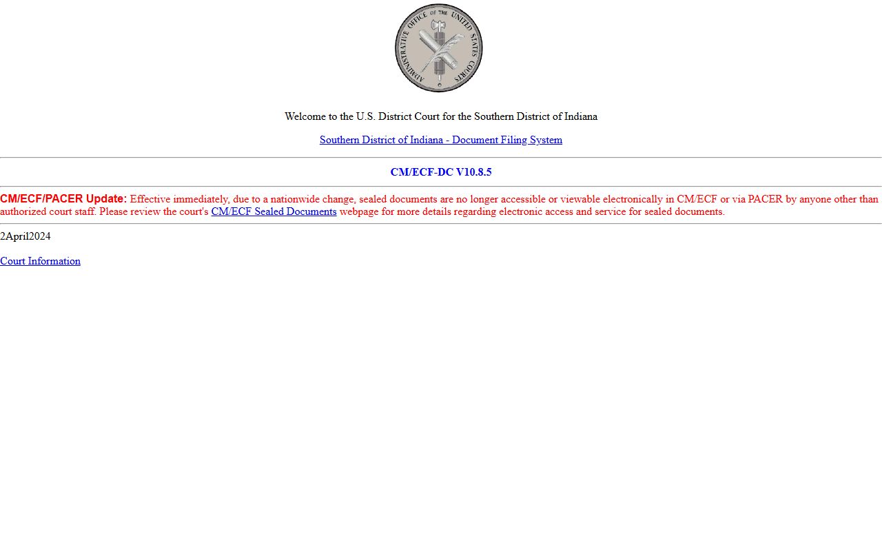 Rush County arrest records federal CM ECF court charge source
