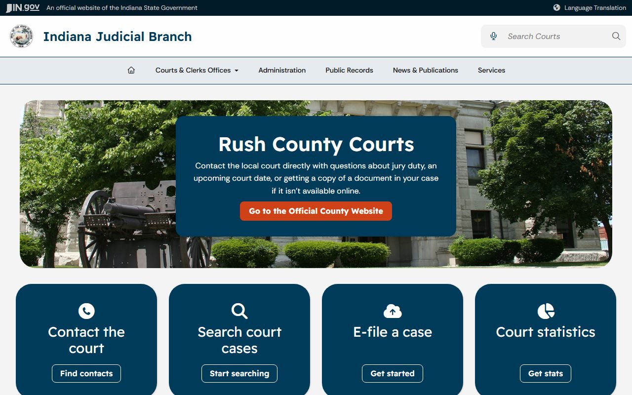 Rush County court dockets Indiana Judicial Branch court contacts