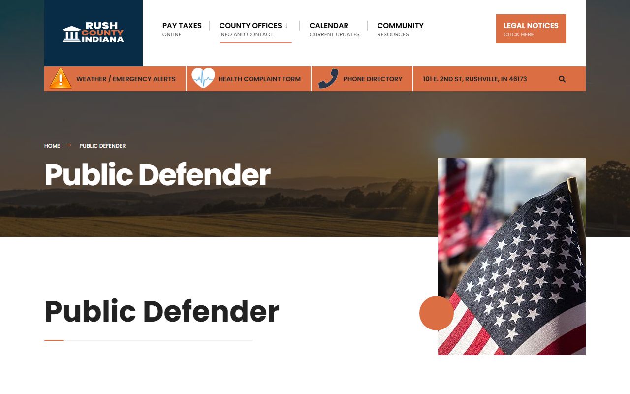 Rush County criminal court records public defender page