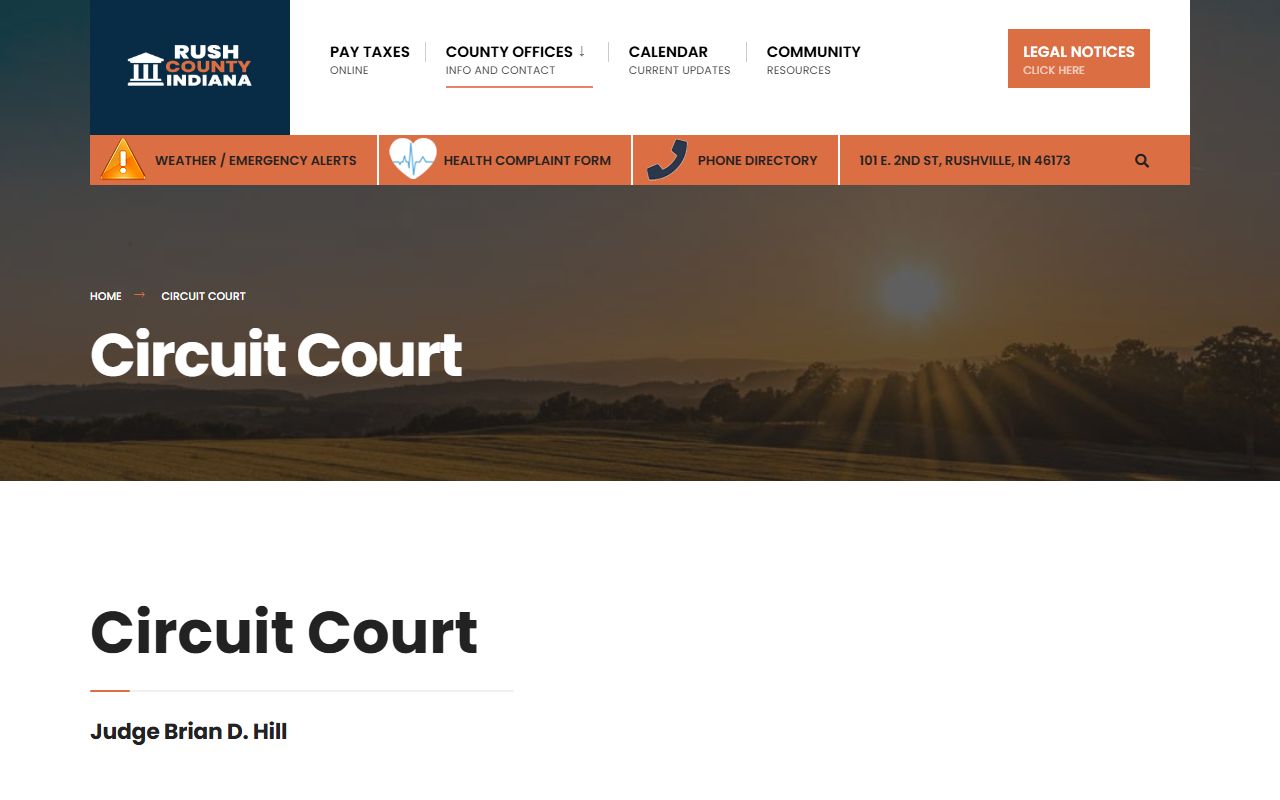 Rush County trial court Rush Circuit Court records contact page