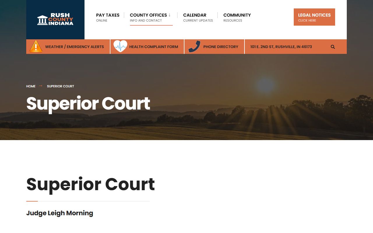 Rush County trial court Rush Superior Court records contact page
