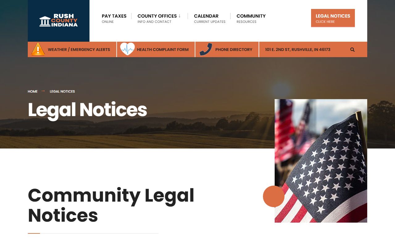 Rush County court records legal notices and courthouse renovation notices