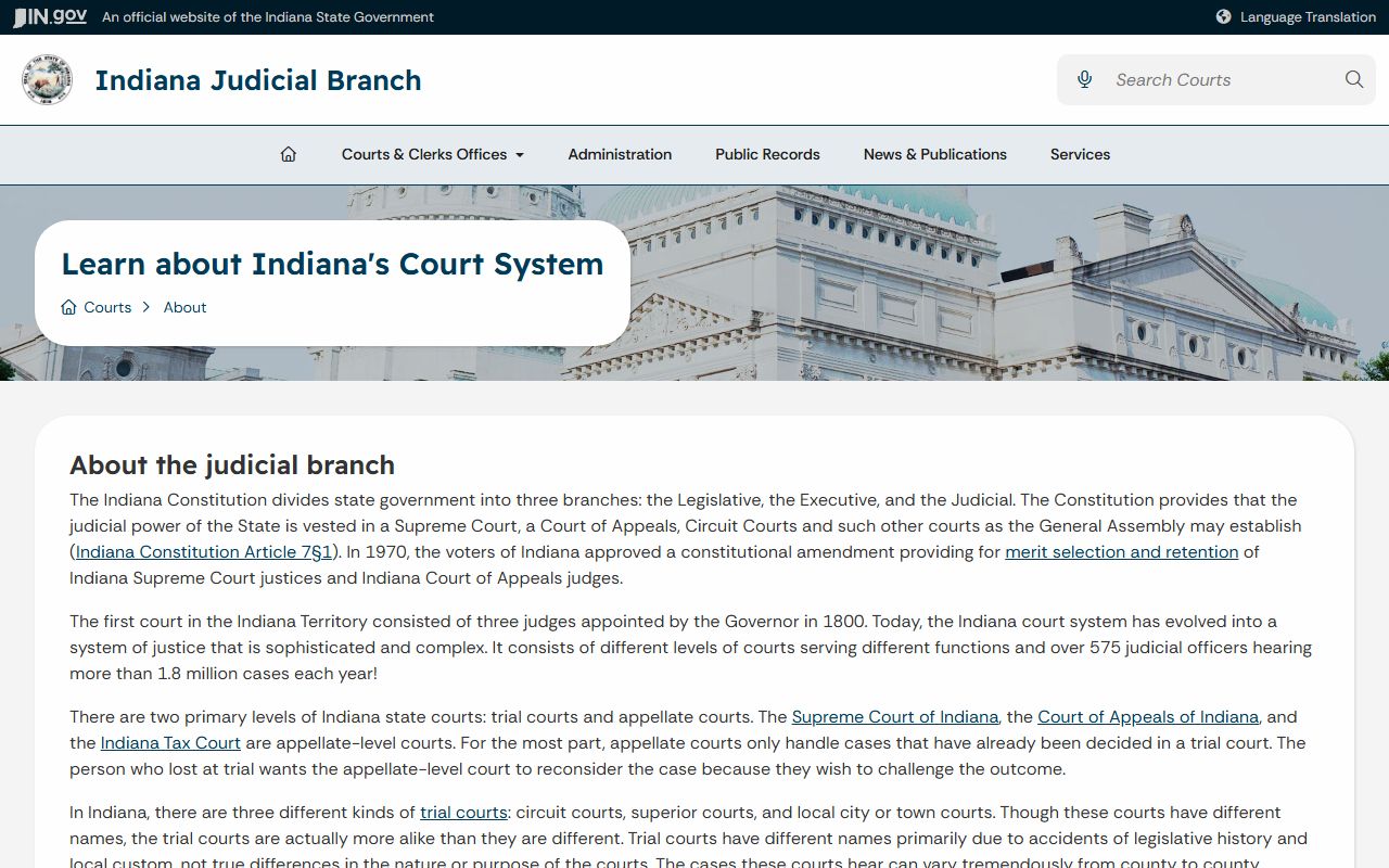 Rush County court records Indiana Judicial Branch court system overview