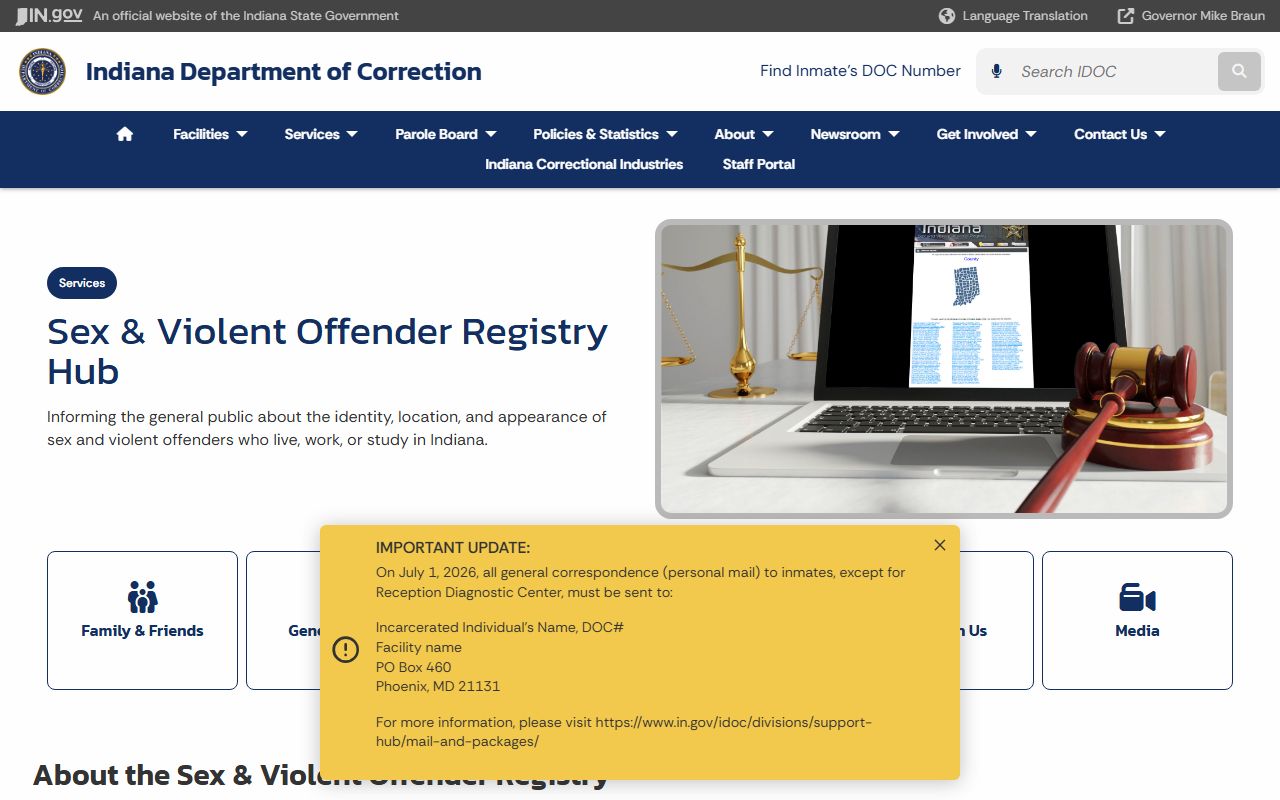 Rush County inmate records Indiana sex and violent offender registry
