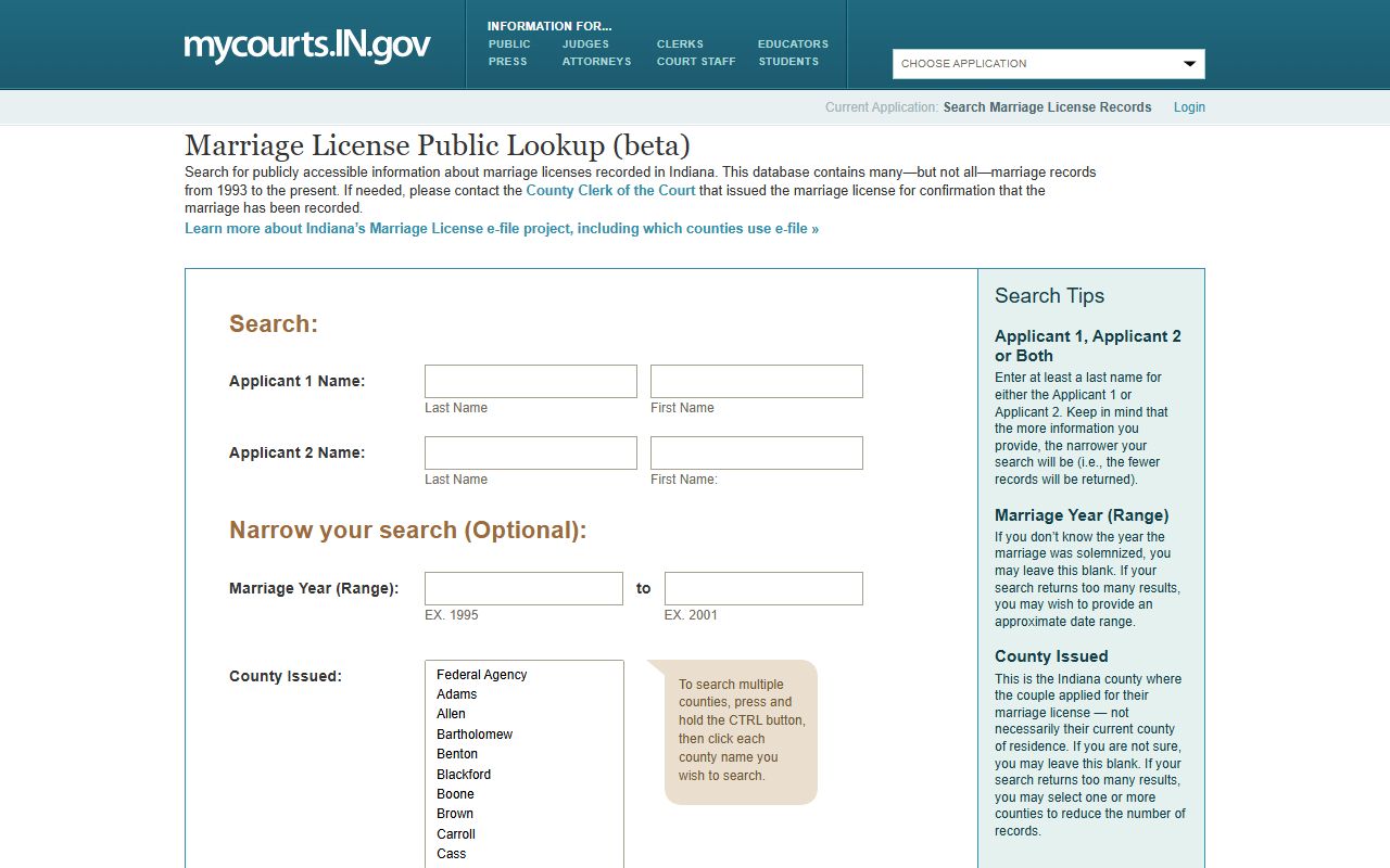 Rush County marriage records Indiana Marriage License Public Lookup